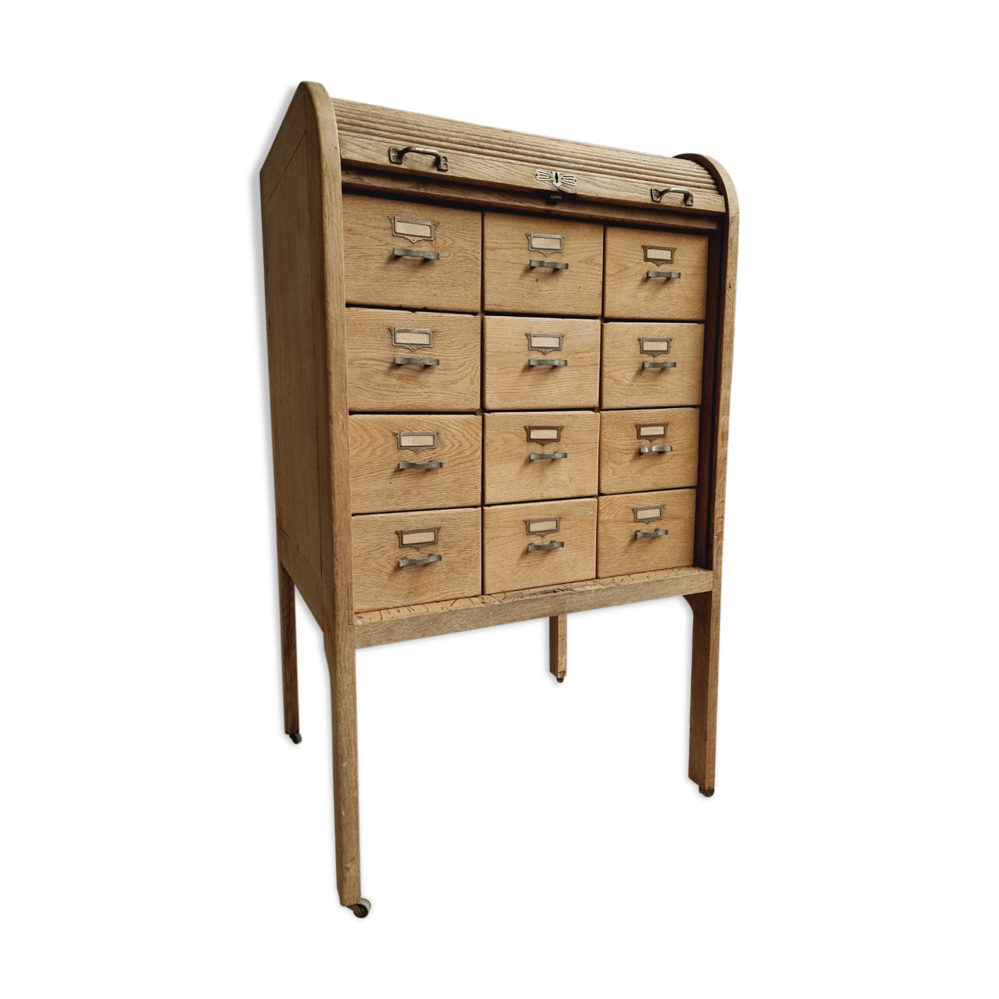 Antique roller shutter cabinet oak chest of drawers