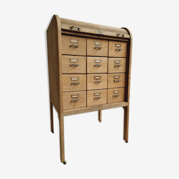Antique roller shutter cabinet oak chest of drawers