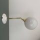 Applique globe vintage en verre de Clichy blanc