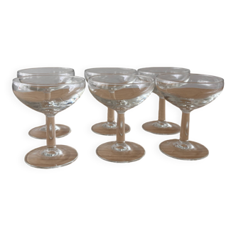 Set of 6 or 12 vintage transparent champagne glasses