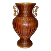 Antique Shanghai vase woven rattan bamboo ceramic People's Republic of China