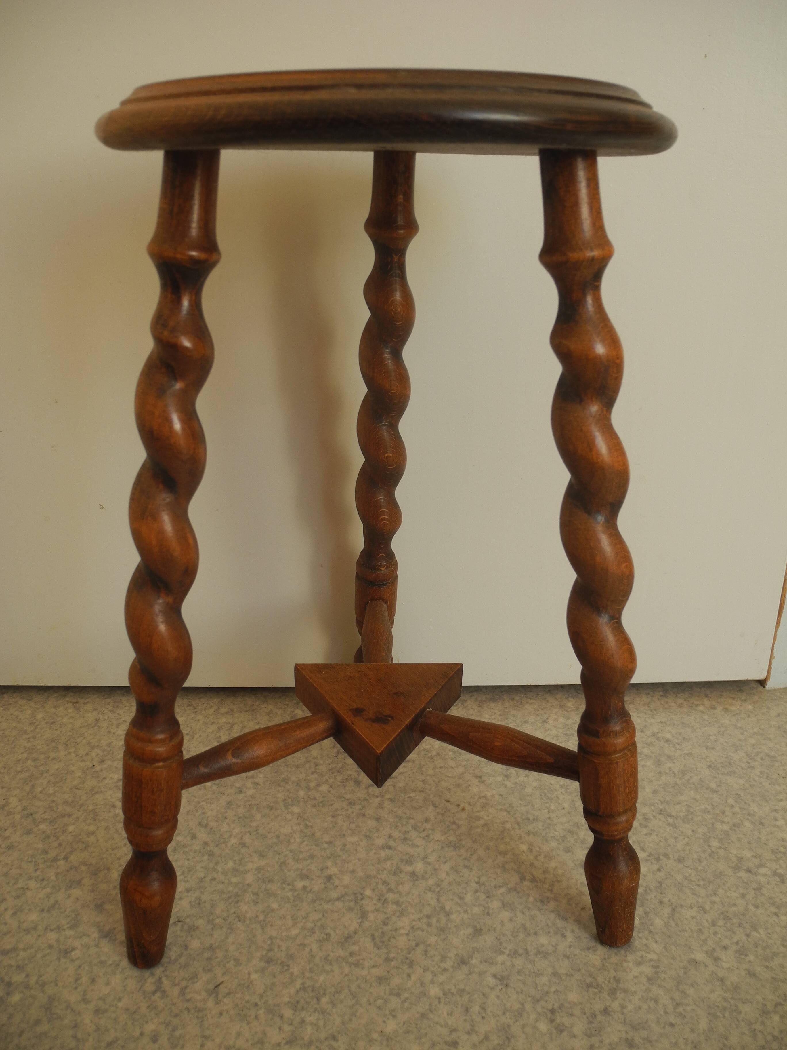 vintage wooden turned stool brutalist decor