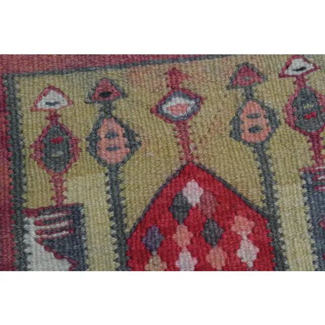 1970s Vintage Turkish Oushak Handmade Wool Cotton Pink Runner Rug 86x286