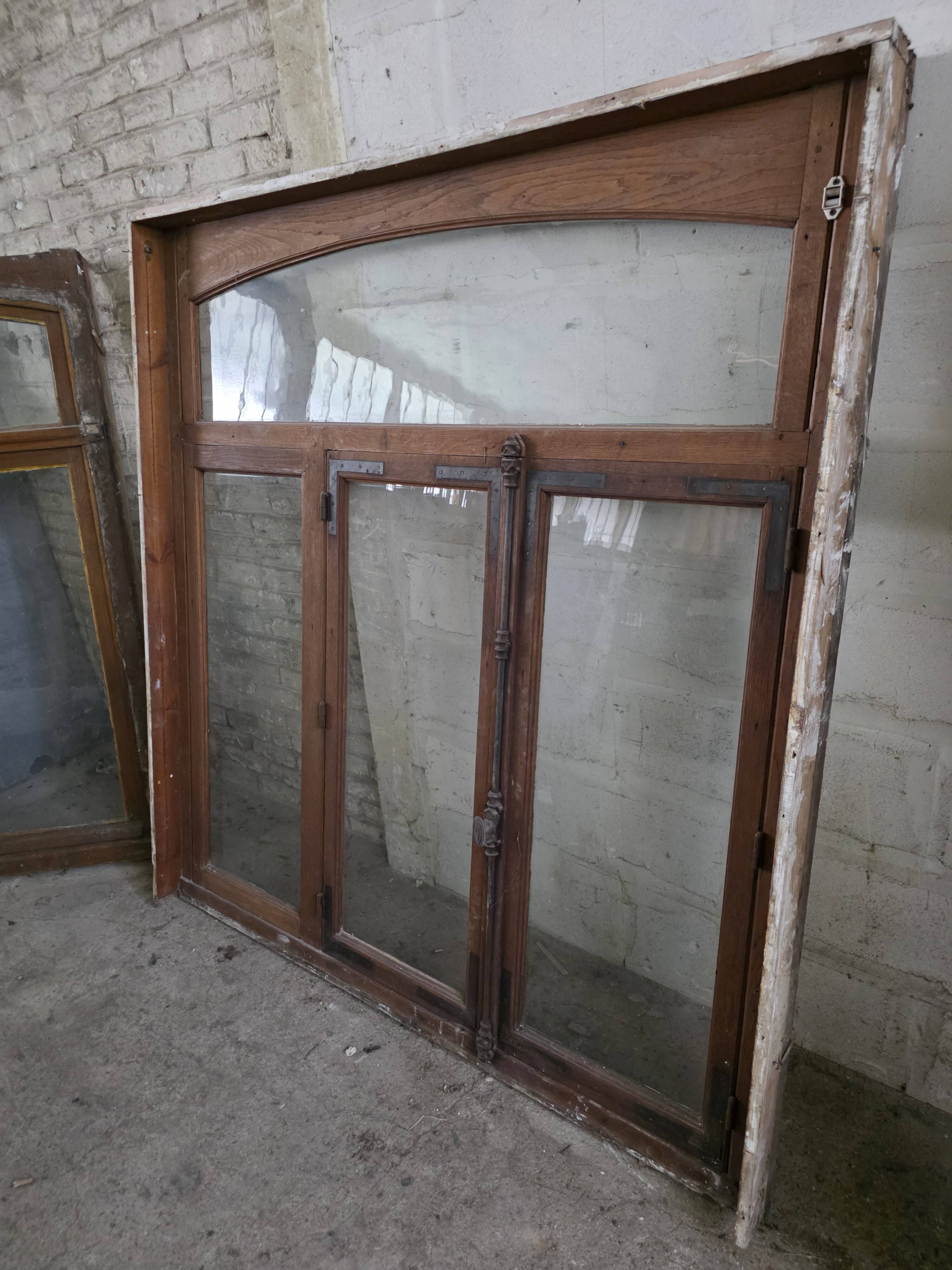 Old solid oak window from the early 20th century.