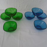 8 Vereco ramekin cups blue - vintage green