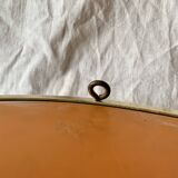 Grand miroir vintage rond en laiton doré avec deux appliques lumineuses - diamètre 50 cm