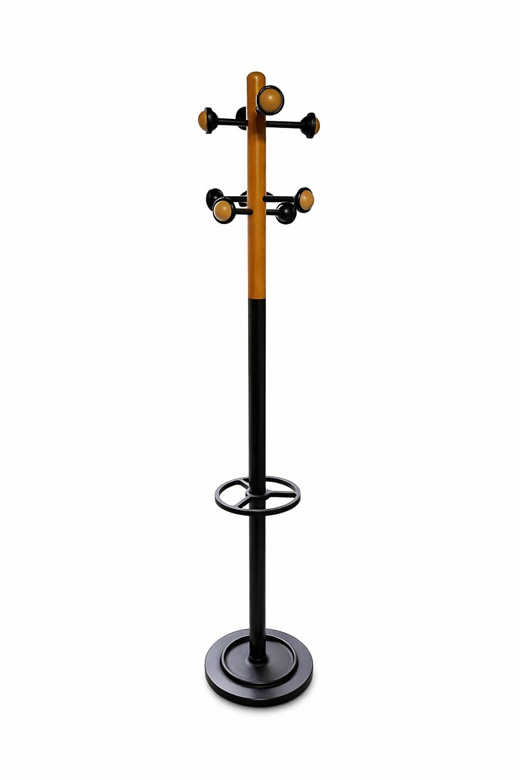 Unilux vintage coat rack – black metal and wood – 80s/90s design