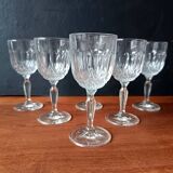 6 clear wine glasses VMC Reims France, teardrop, diamond Roxane 4 cl