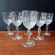 6 clear wine glasses VMC Reims France, teardrop, diamond Roxane 4 cl