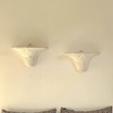 Pair of plaster wall sconces, palmette decoration, 20th century