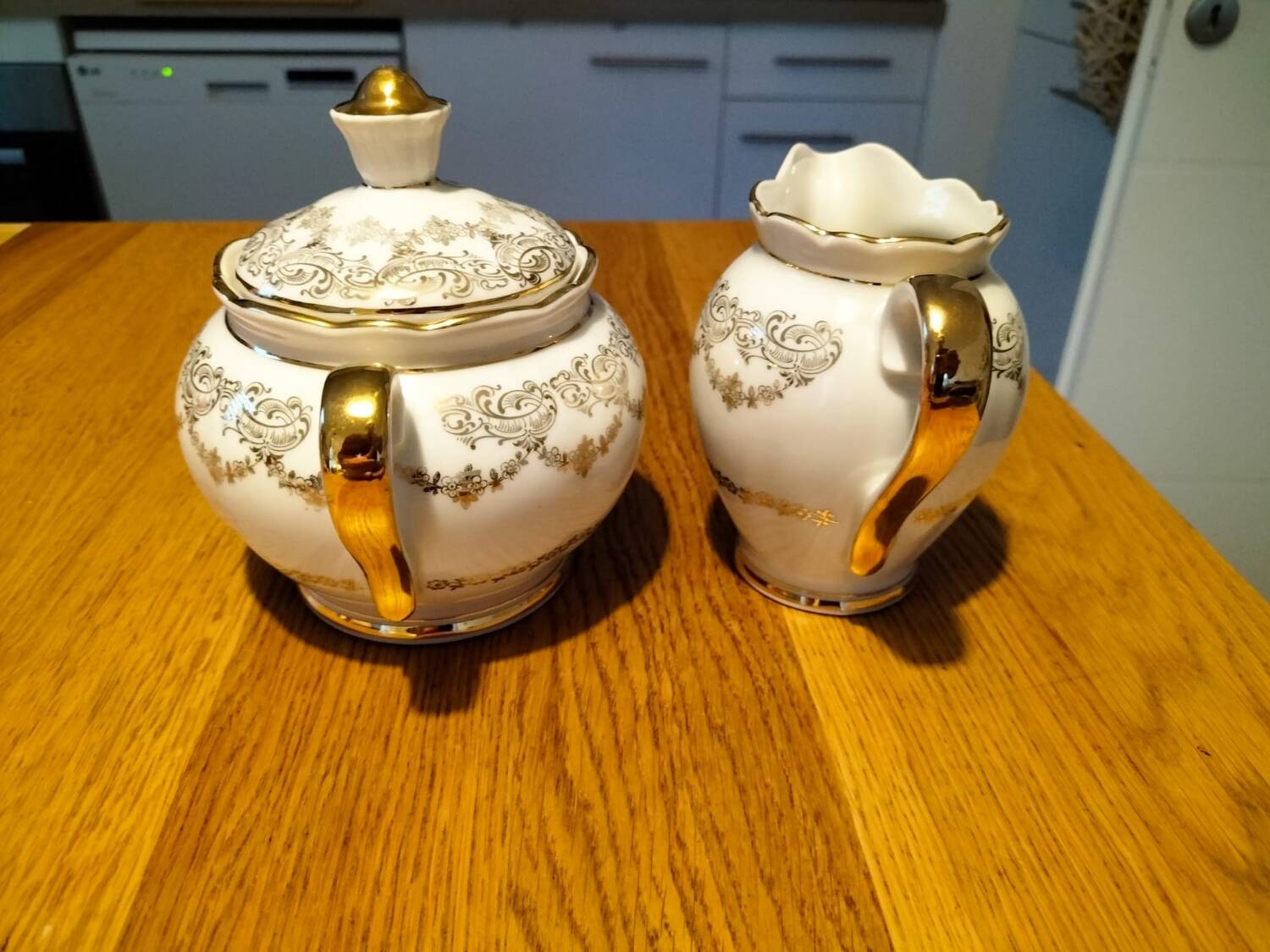 Sugar bowl and milk jug French porcelain FD
