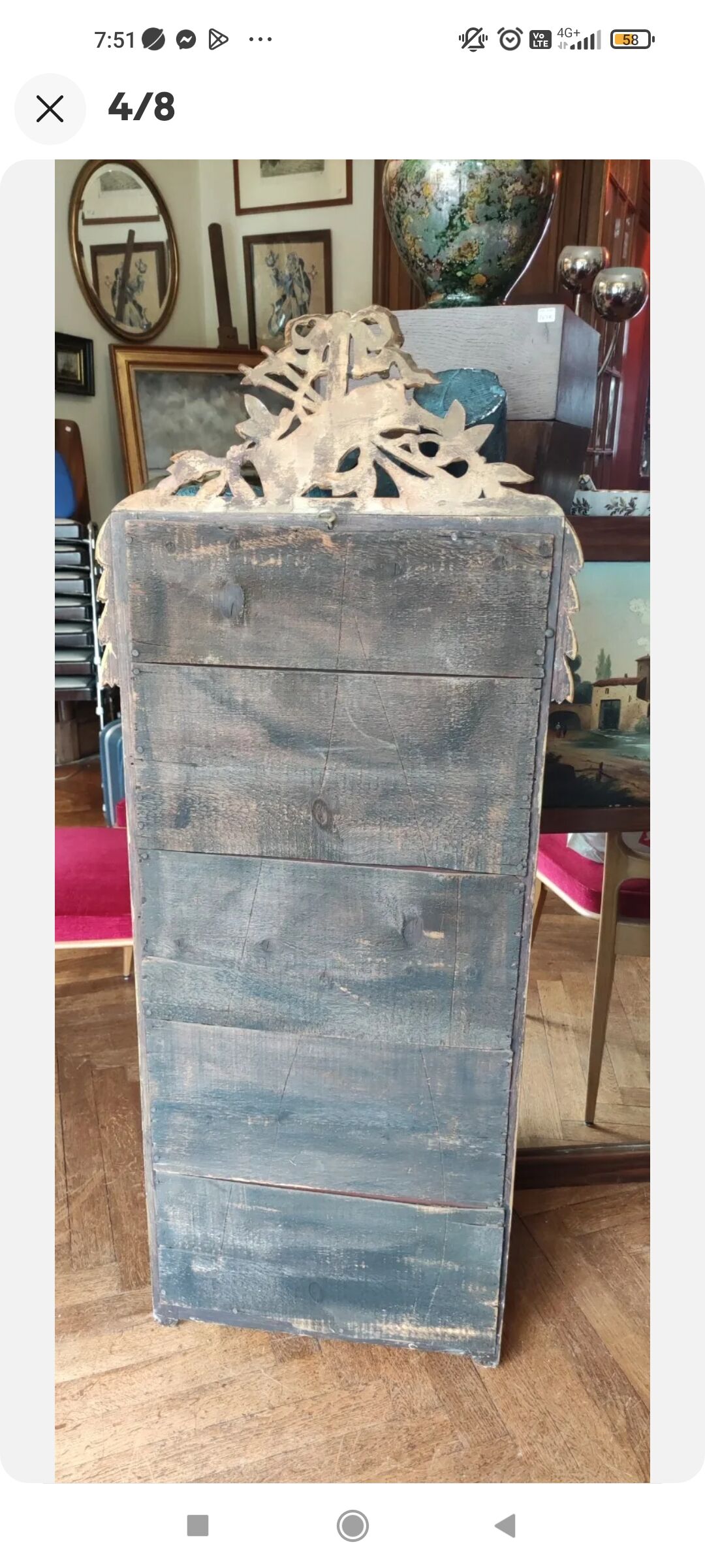 Old mirror wood decoration knot partition