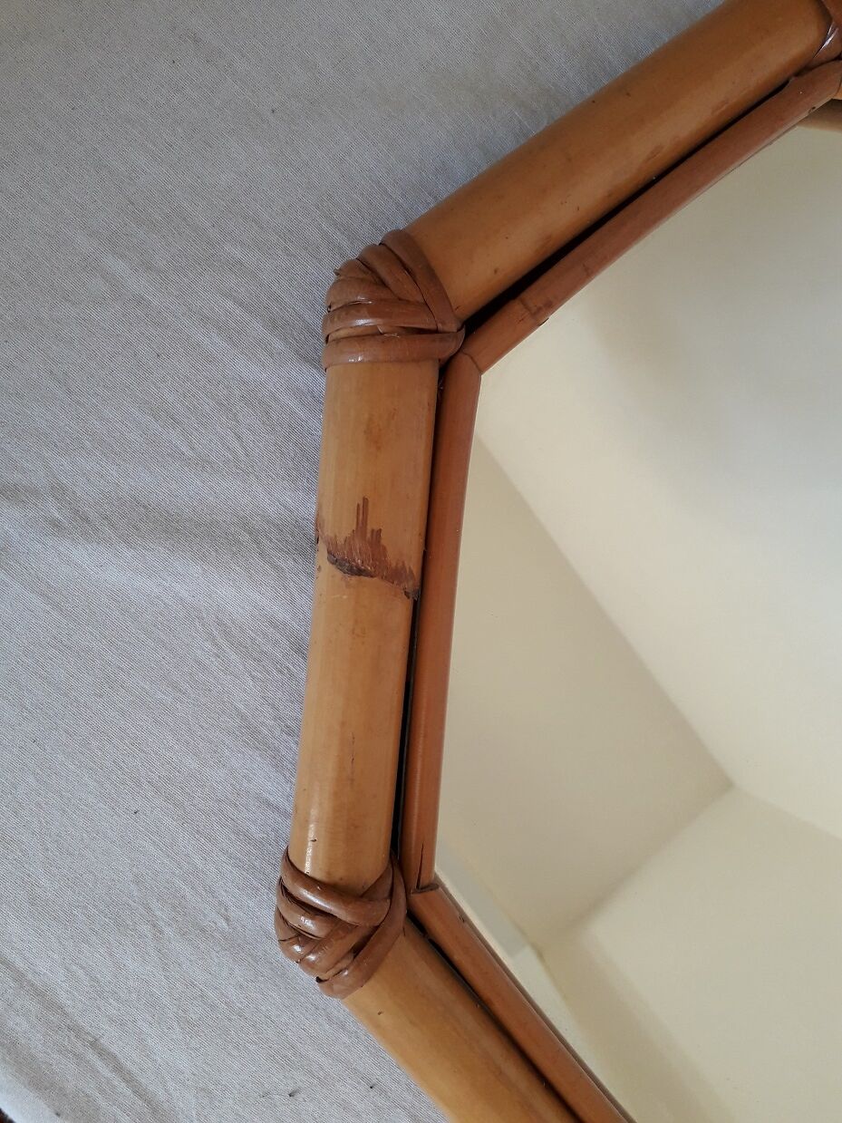 Bamboo hexagonal mirror 39 x 39 cm