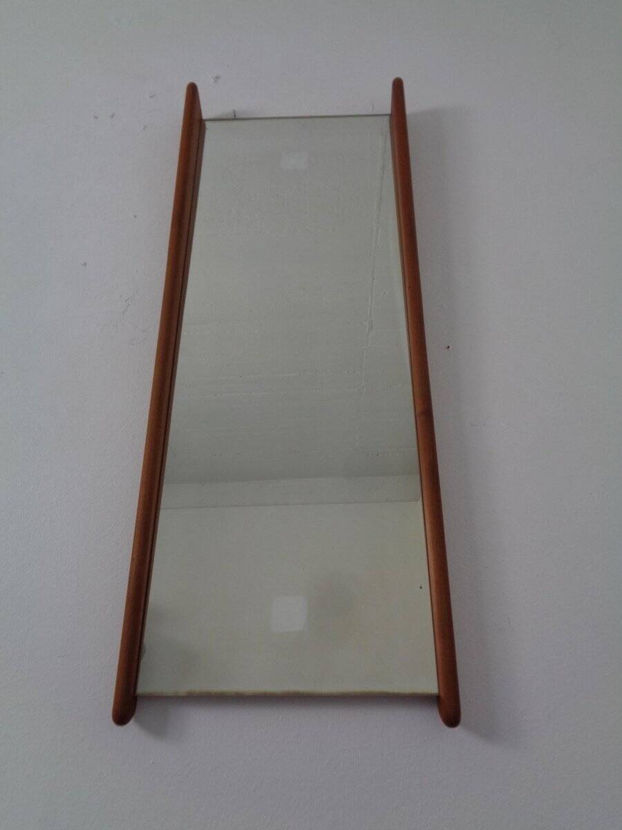 Large teak mirror by Uno & Östen Kristiansson for Luxus, Sweden, 1960s.