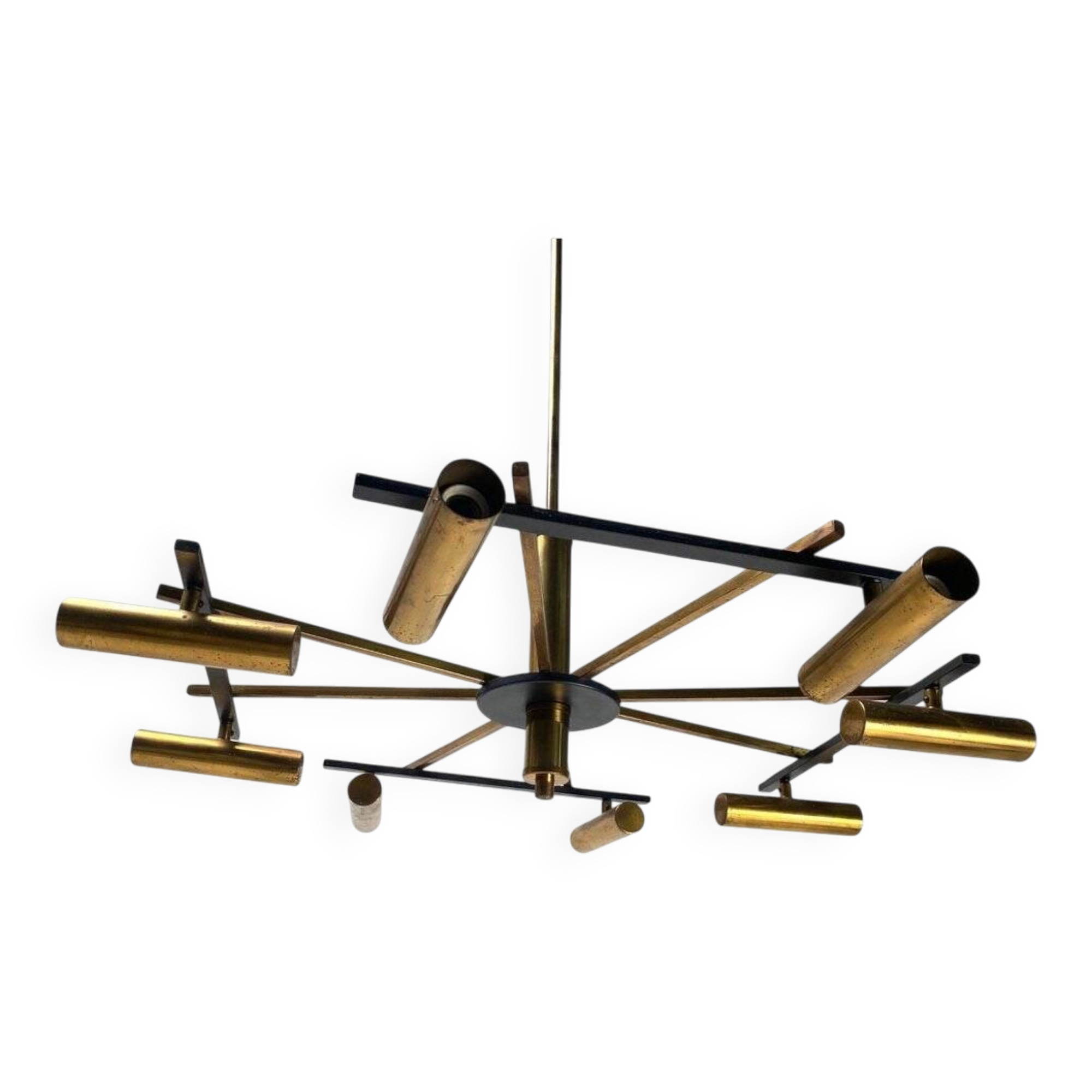 Mid-Century Ceiling Light in Brass & Metal from Stilnovo, Italy, 1950s