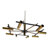 Mid-Century Ceiling Light in Brass & Metal from Stilnovo, Italy, 1950s