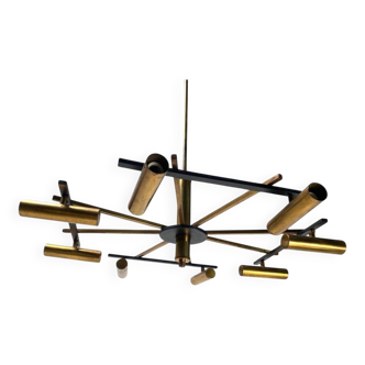 Mid-Century Ceiling Light in Brass & Metal from Stilnovo, Italy, 1950s