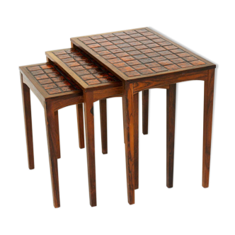Rosewood and ceramic tables, Sweden, 1960