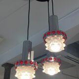 Pendant lamp 3 lights chrome - 70s
