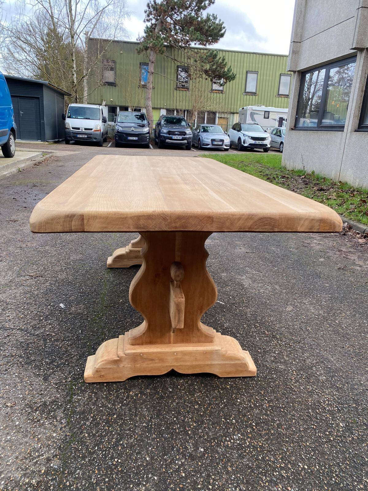 Table à manger de monastère rénovée en chêne massif du 19ème 200cm