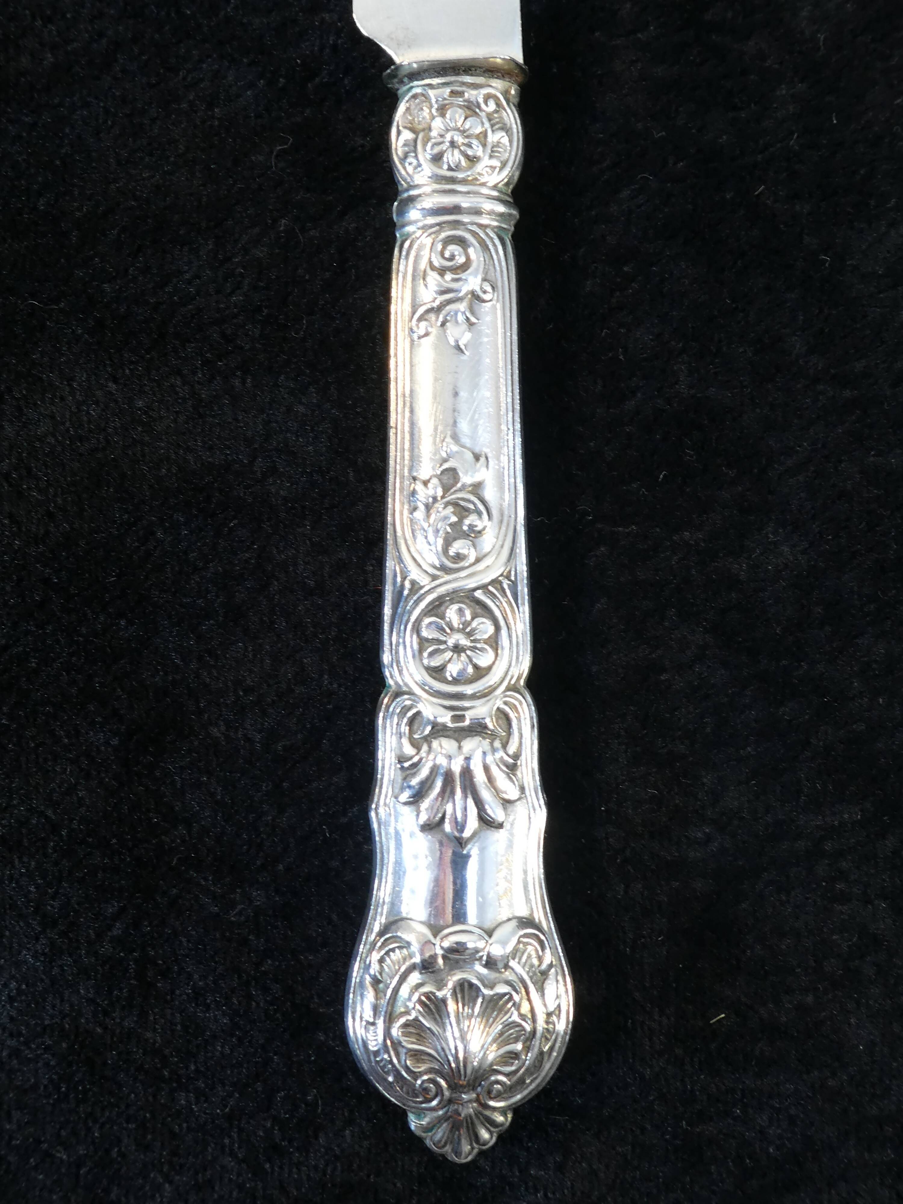 6 dessert knives blade and handle in sterling silver