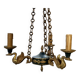 Lucien gau chandelier pendant lamp in bronze with swan decoration.