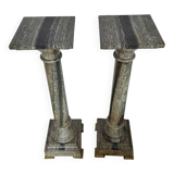 Pair of 19th century green marble columns