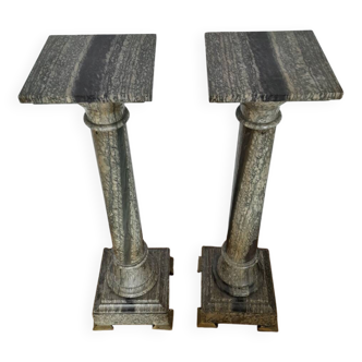 Paire de colonnes en marbre vert époque XIX siècle