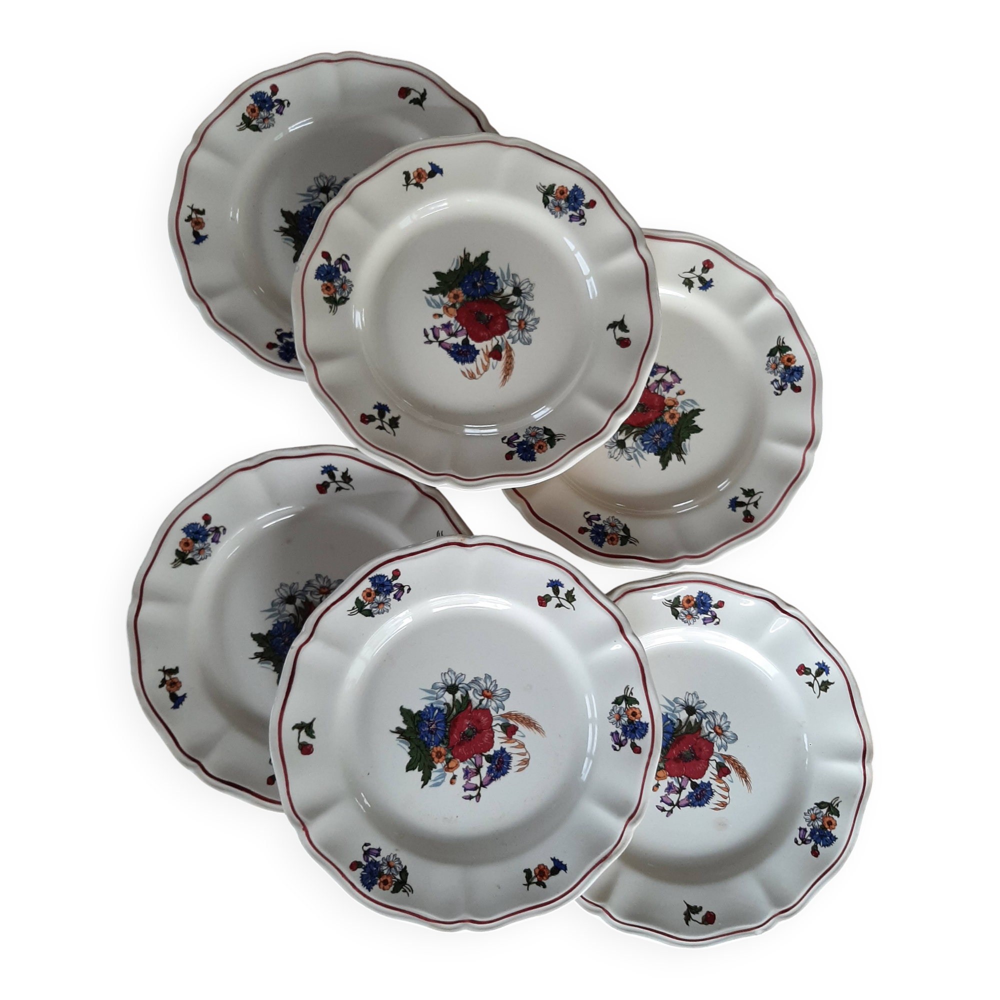 6 vintage Sarreguemines plates