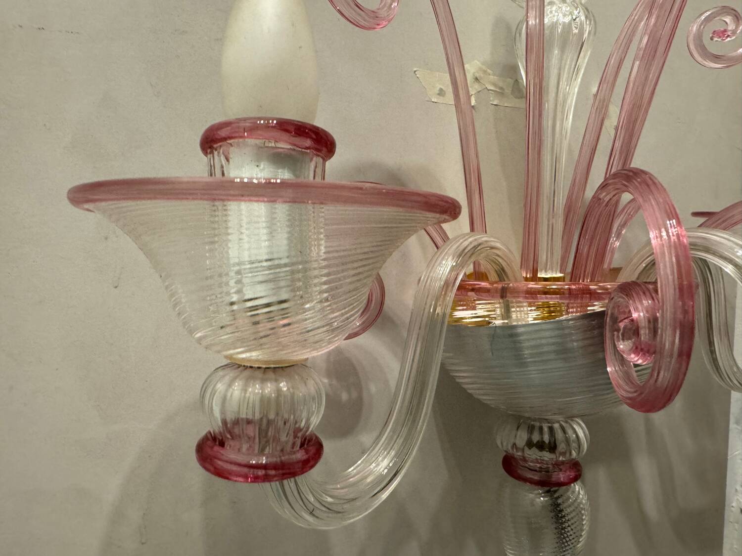 Large Single Pink Venetian Glass Sconce