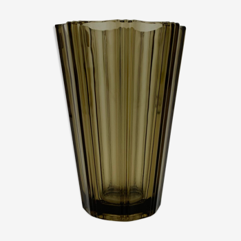 Vase vintage en verre fumé luminarc, france - années 1970