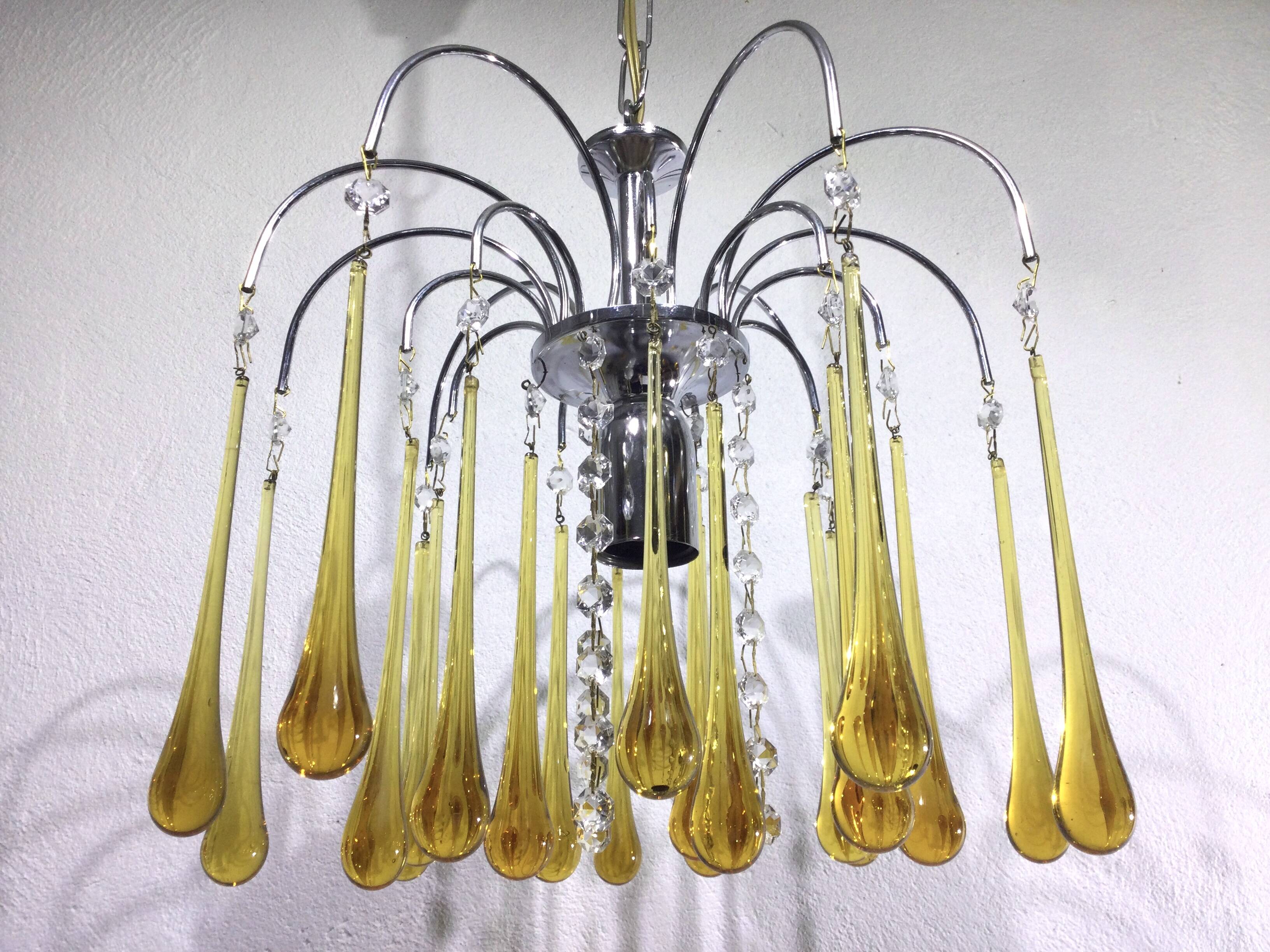 Murano chandelier drops in amber crystal