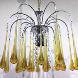 Lustre murano gouttes en cristal ambre
