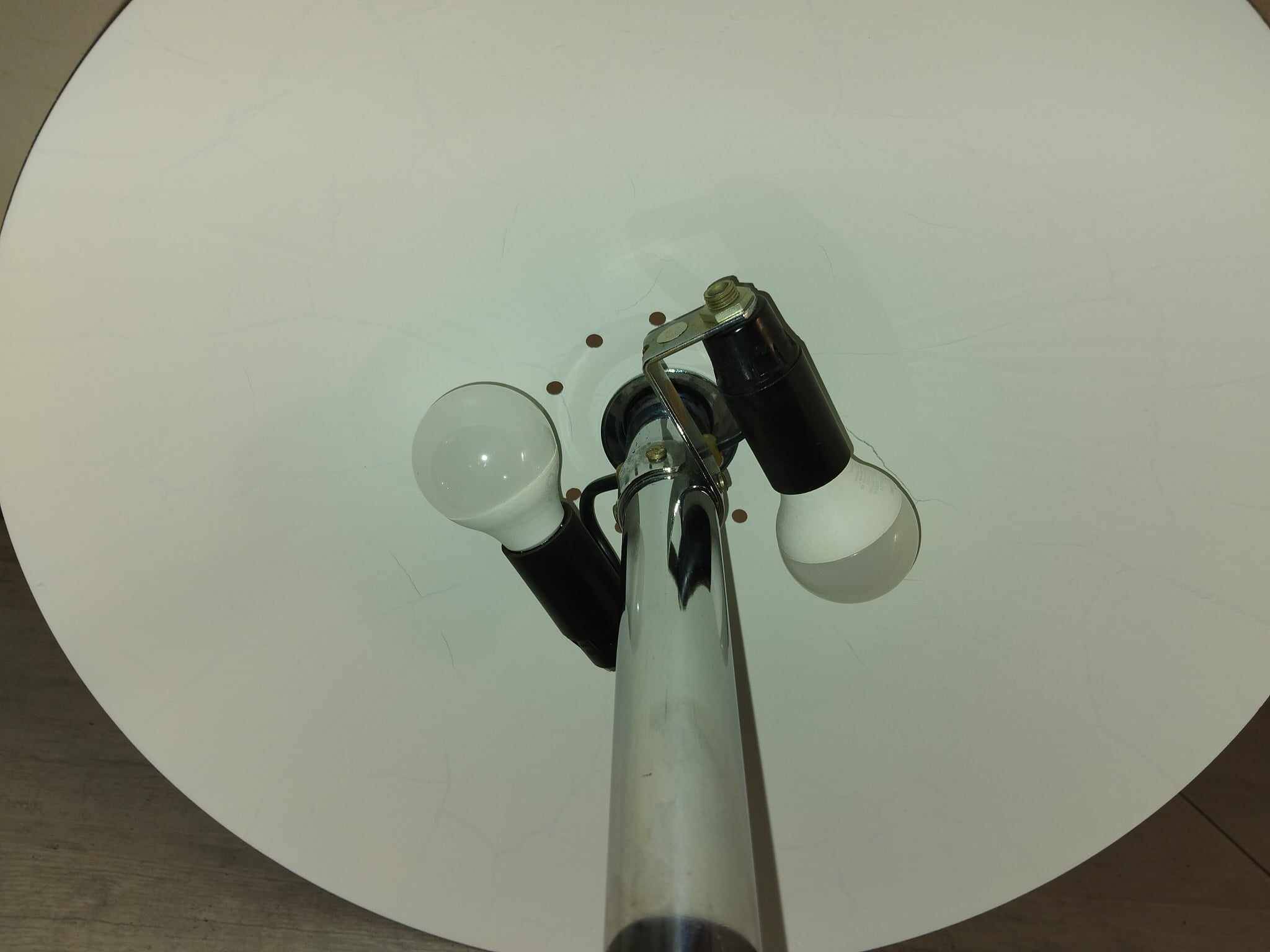 Pair of chrome mushroom lamps