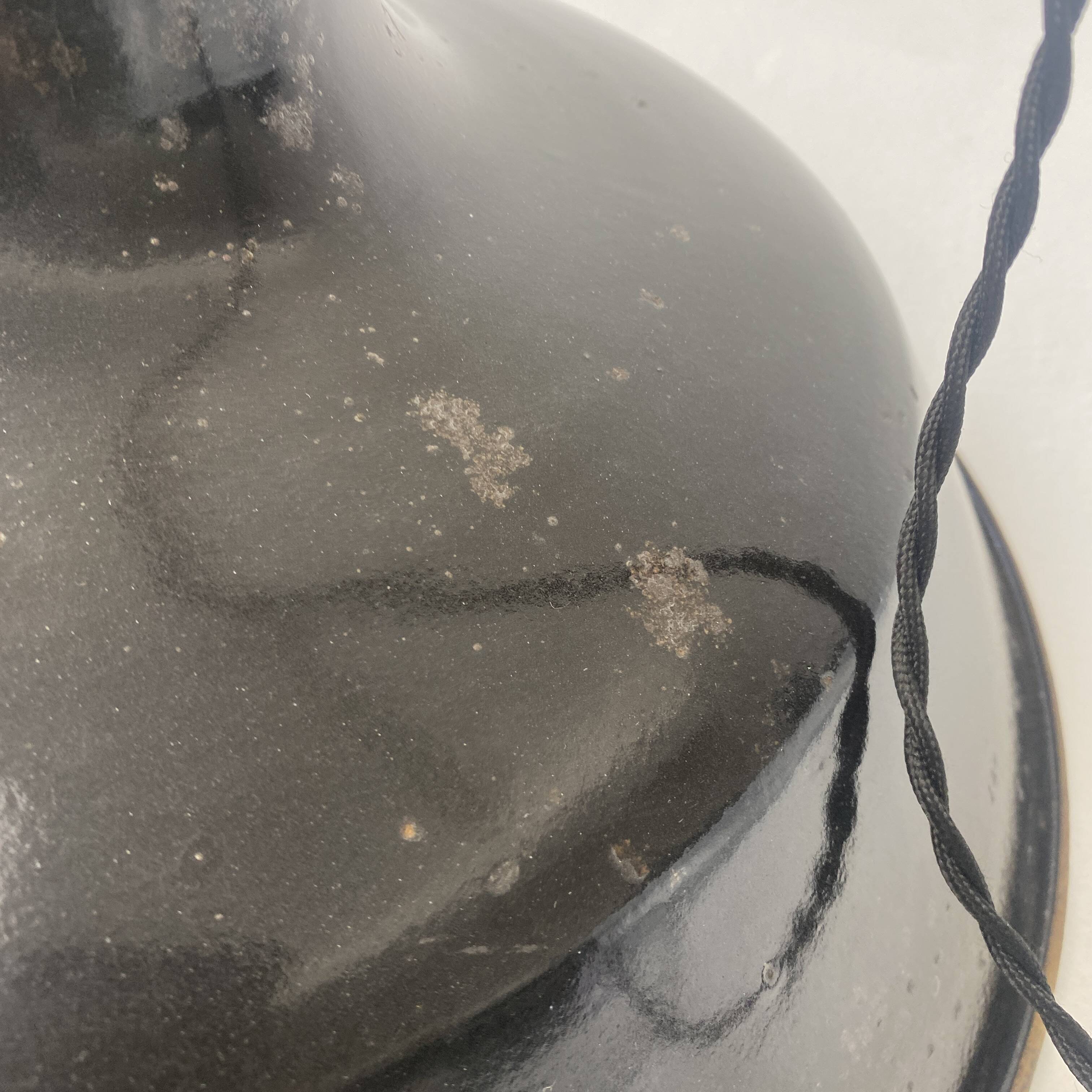 Old industrial pendant light in black enamel 40 cm