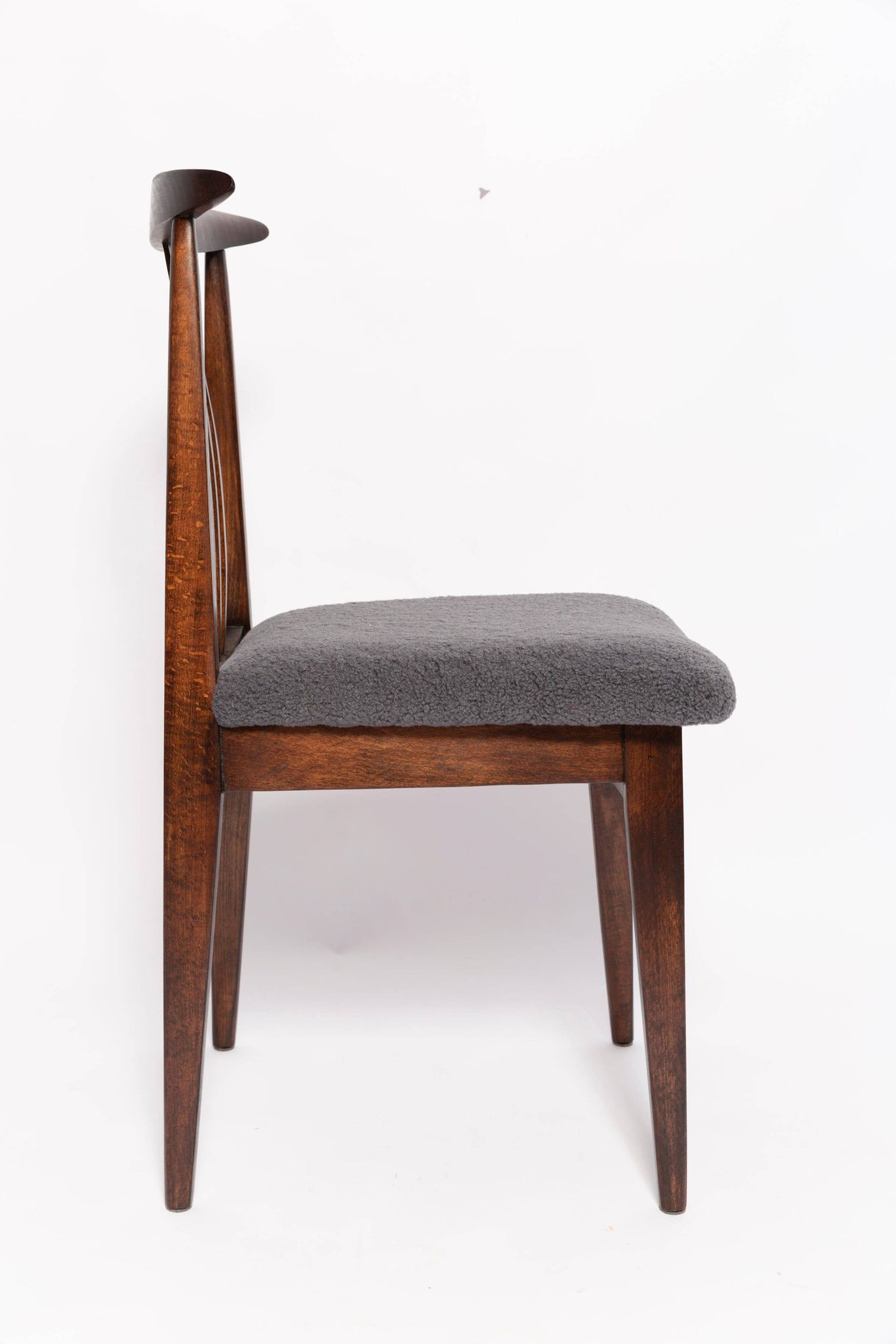 Mid-century grey graphite boucle beech chair by M. Zielinski, Europe, 1960.