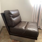 Duo of armchairs in leather 1960 rock and bobois