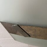 Rectangular ceiling light / chandelier in sandblasted glass and vintage Art Deco chrome