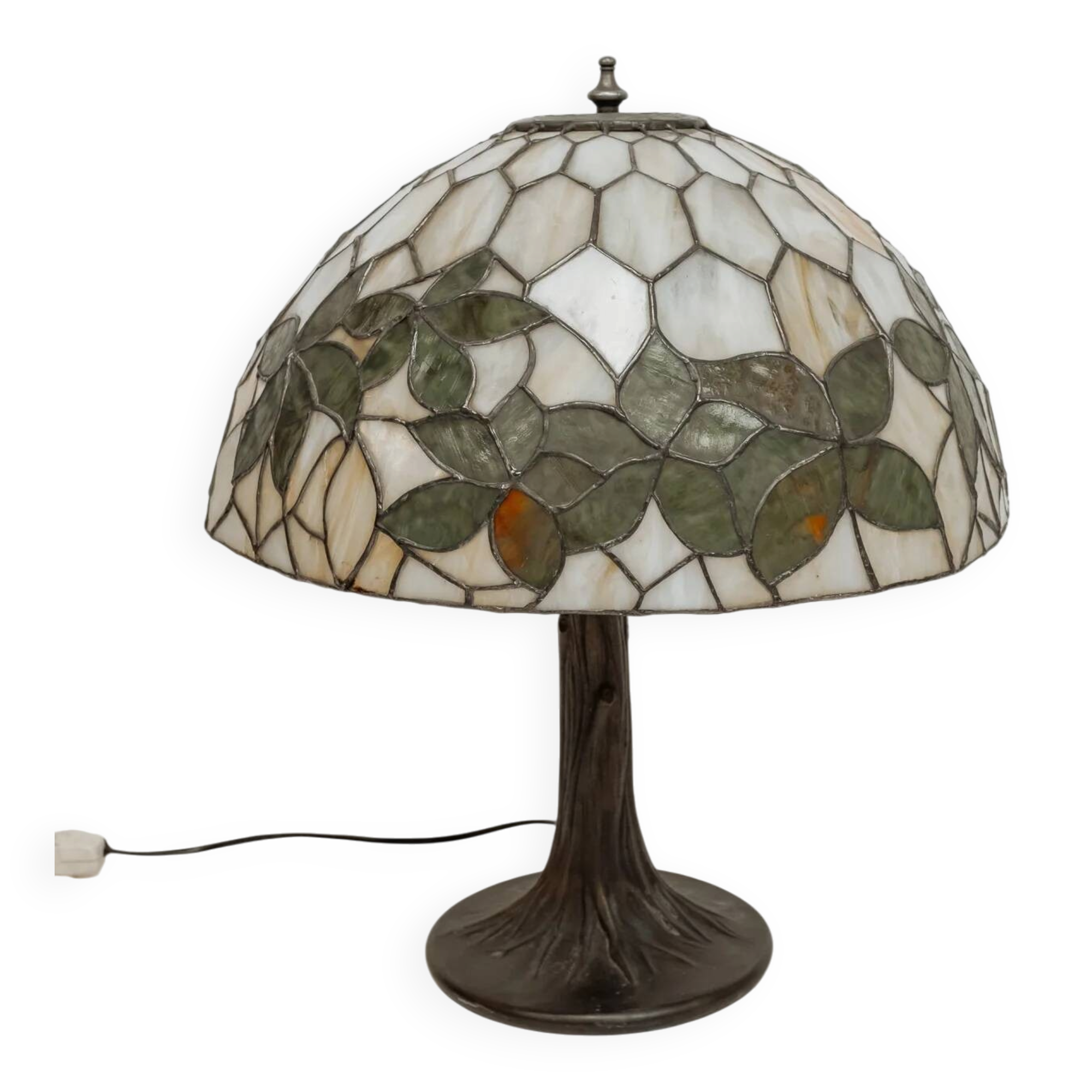 Tiffany-style table lamp with stained glass shade