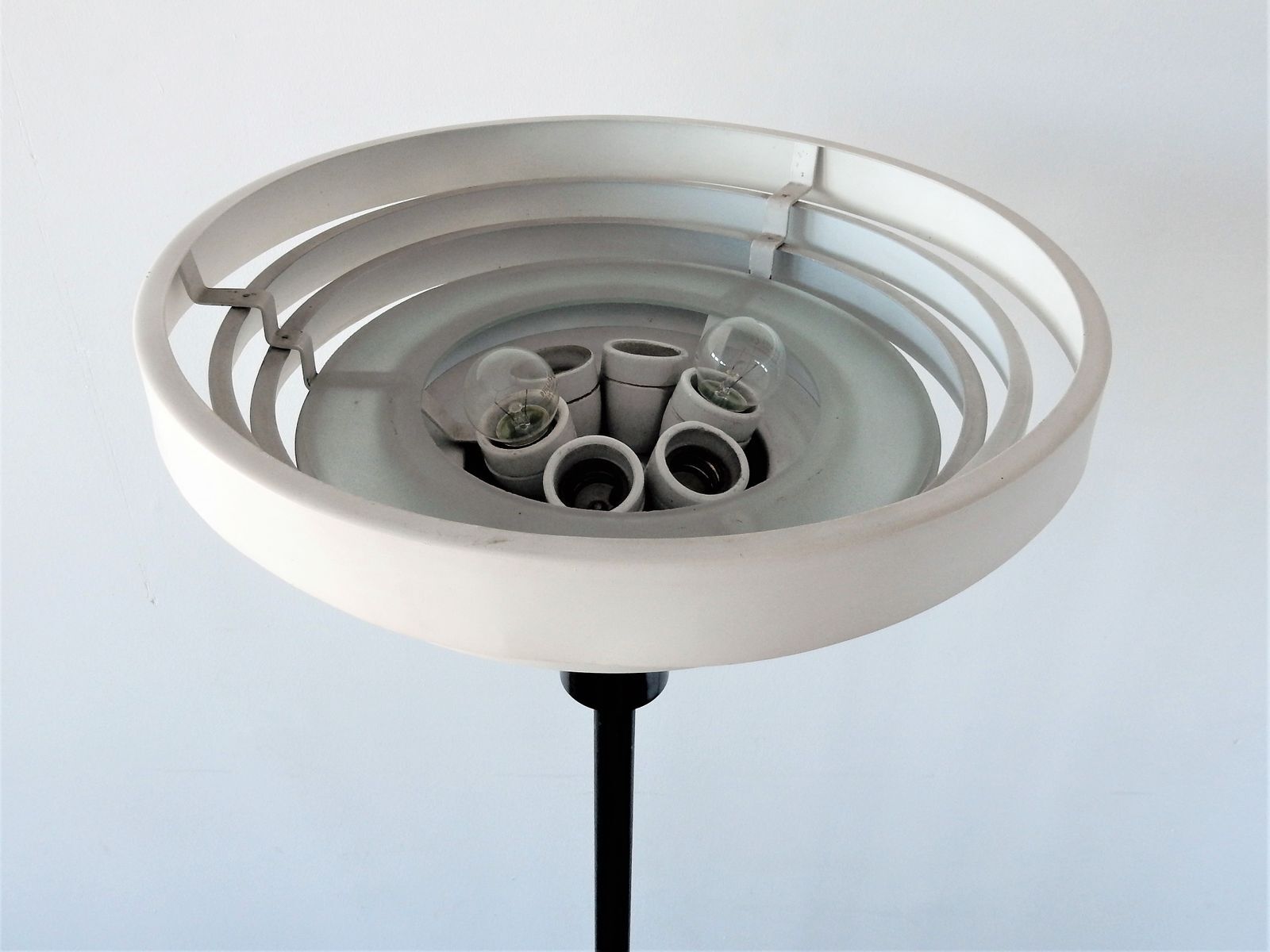 Vintage lamppost with 1970s ring-shaped lampshade