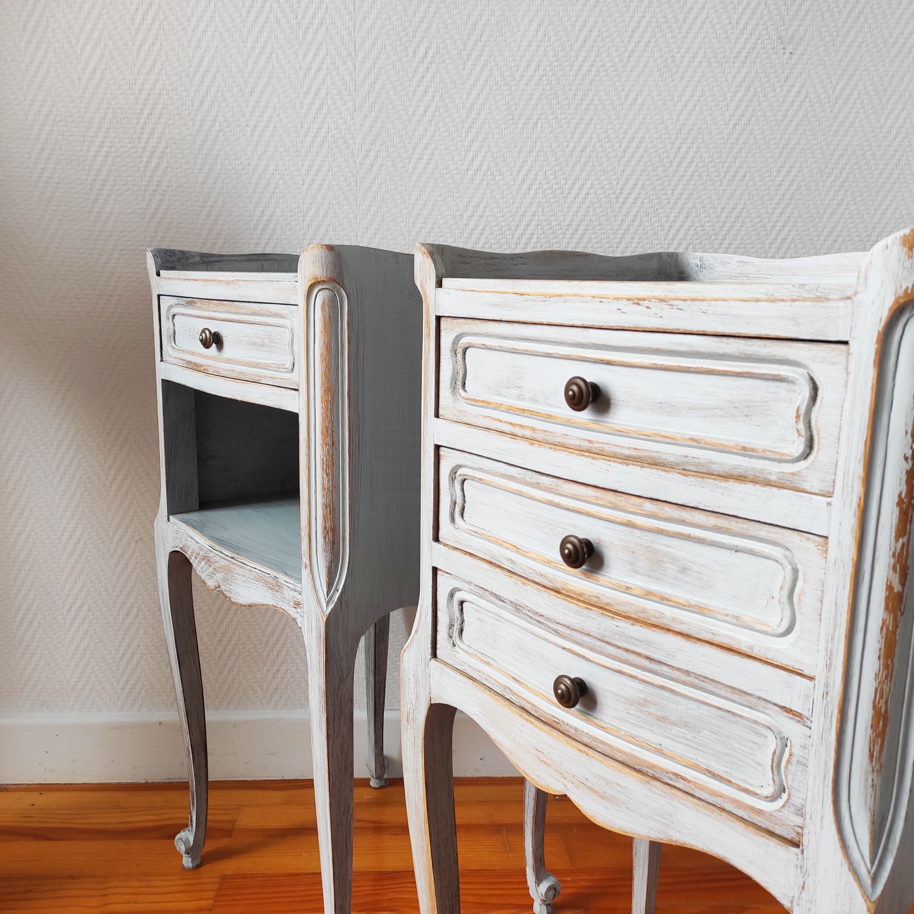Pair of weathered bedside tables