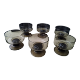 Set of 6 vintage smoked color cups 70s pegasus medallion