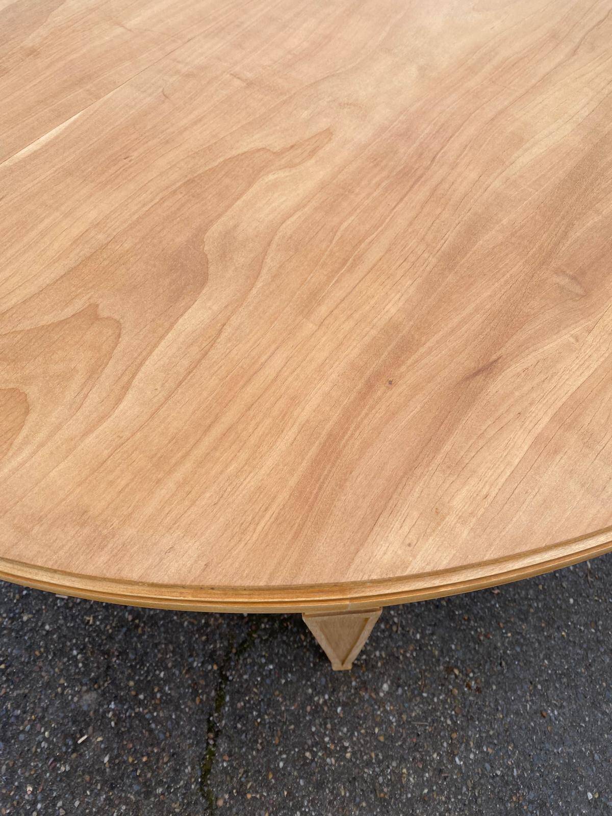Extendable oval round table renovated in raw Louis XVI oak 200cm