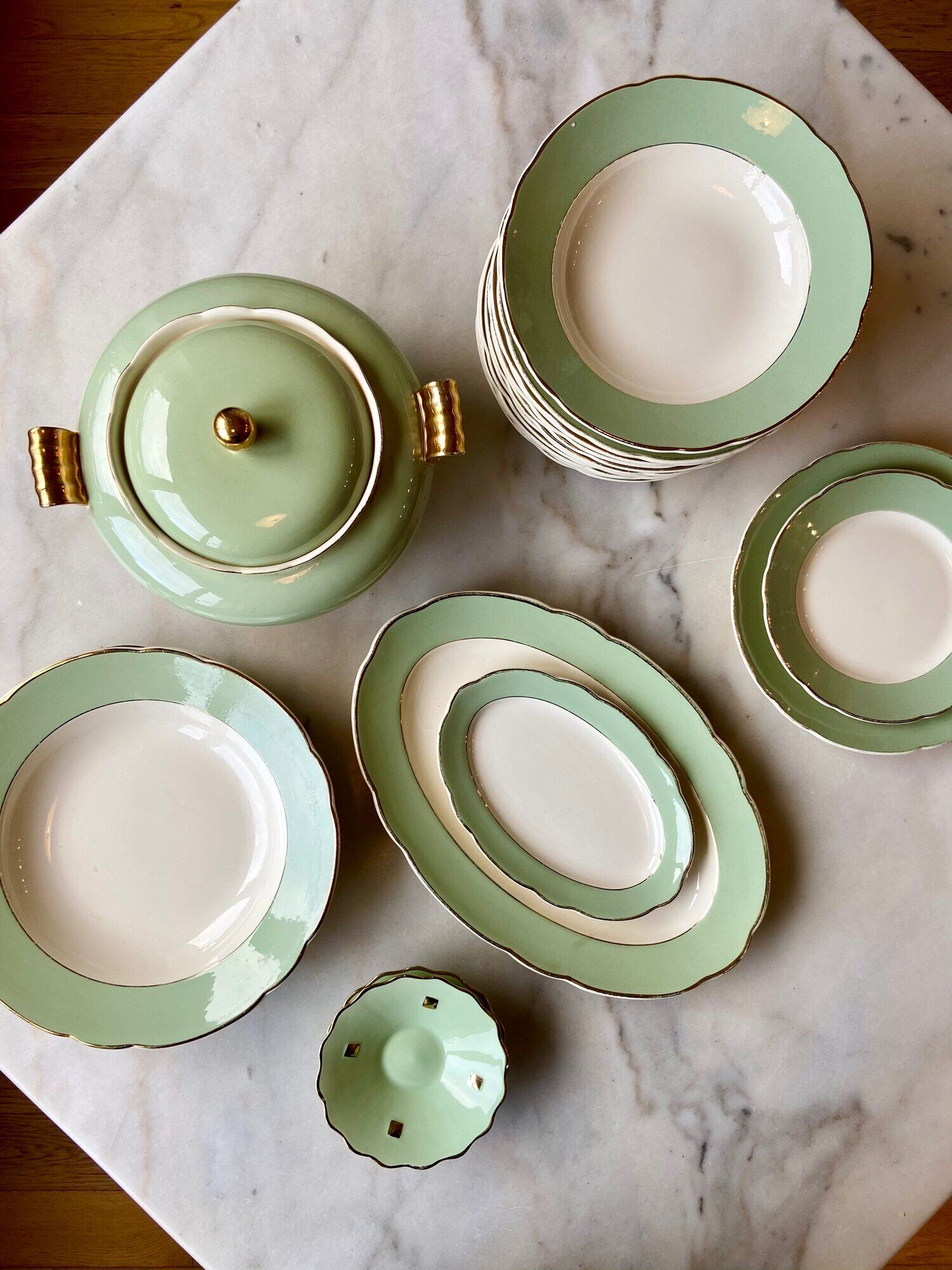 Trio of water green dishes