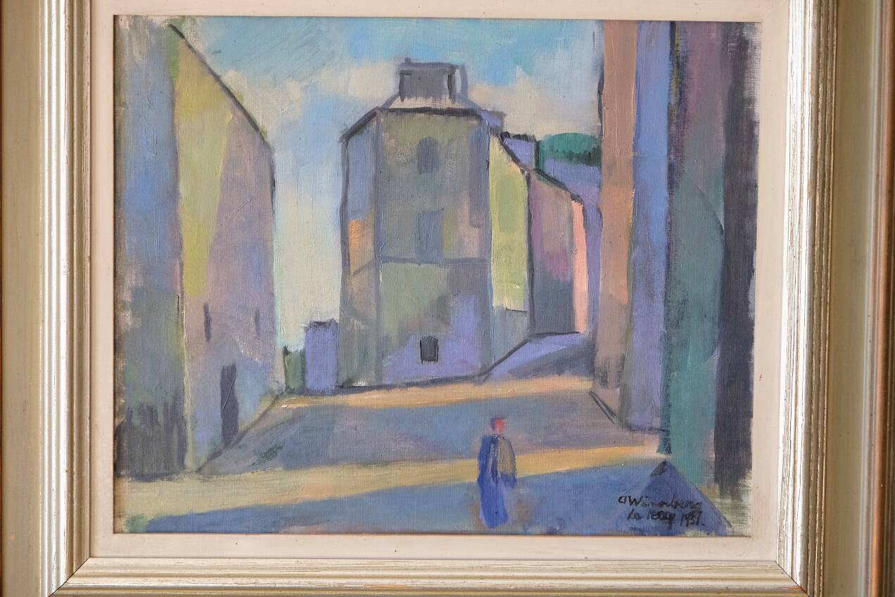 Oil on canvas cityscape 1951