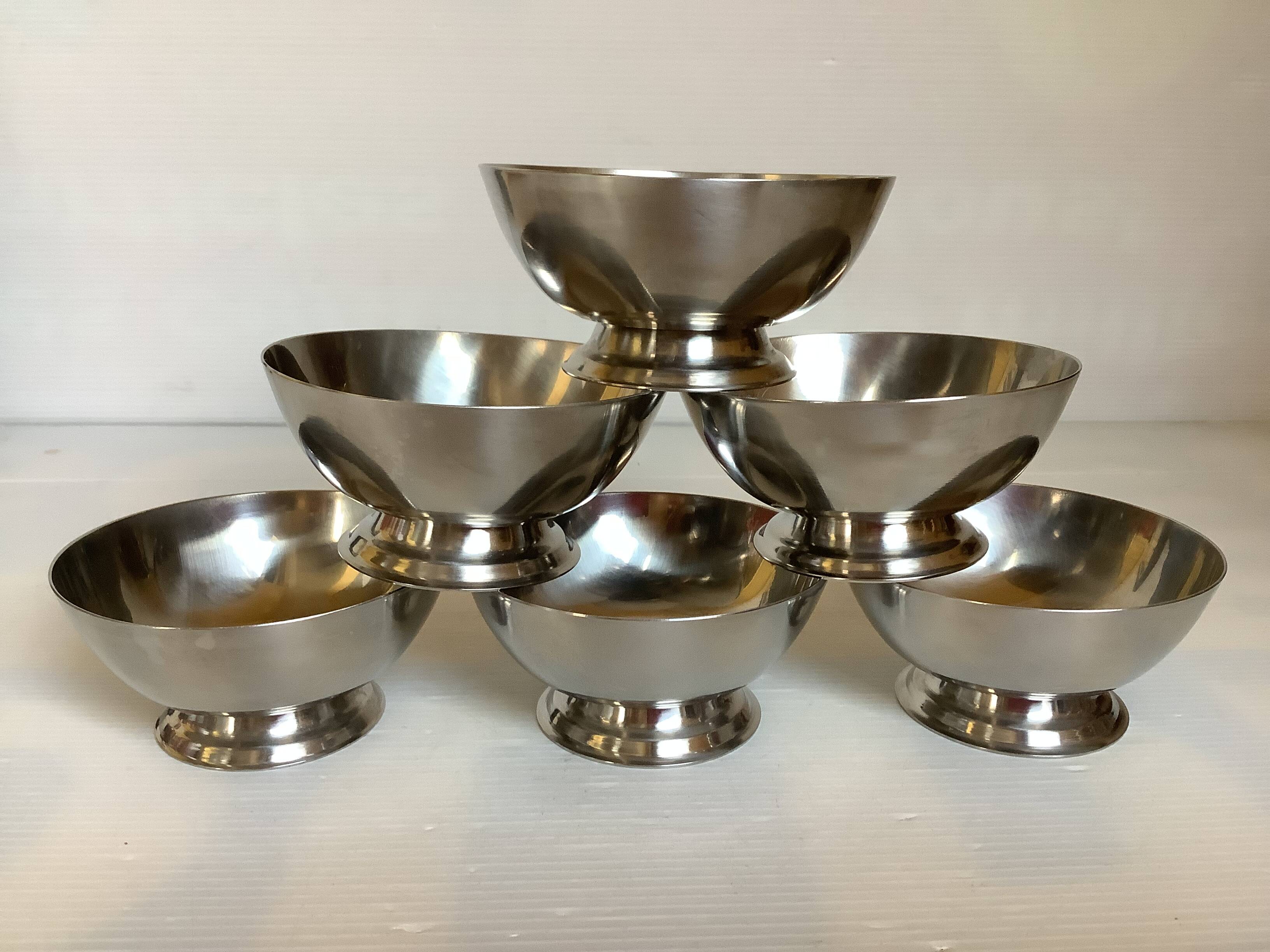Six silver metal coupe bowls Denmark