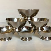 Six silver metal coupe bowls Denmark