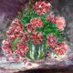 Painting painting bouquet of red peony flowers
