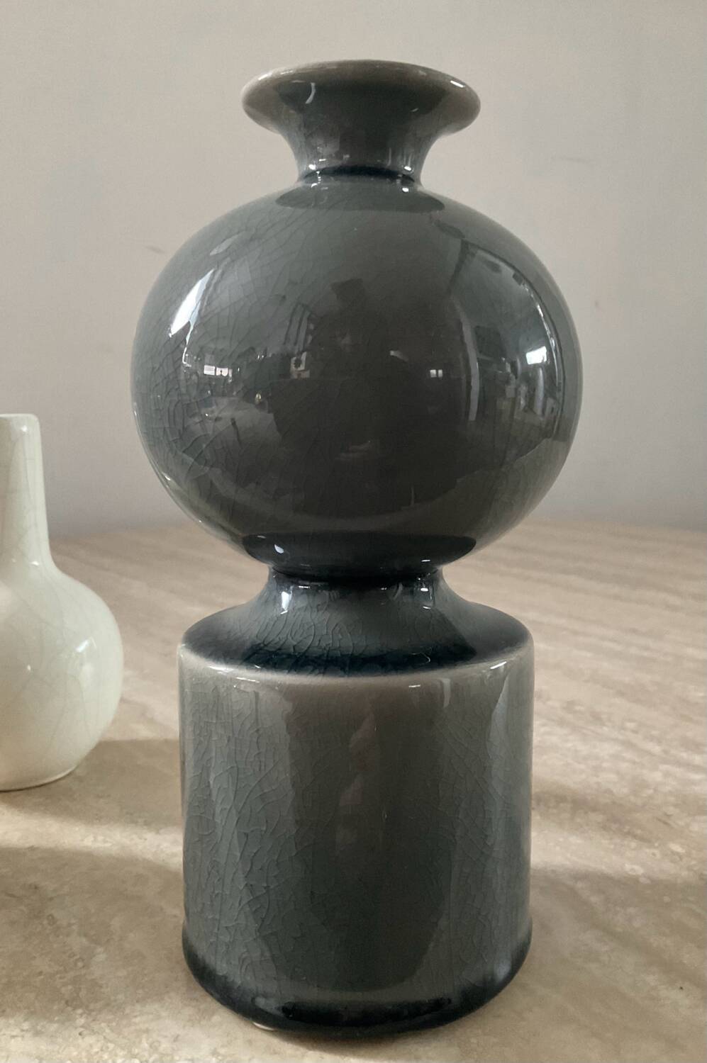 Trio of glazed ceramic vases