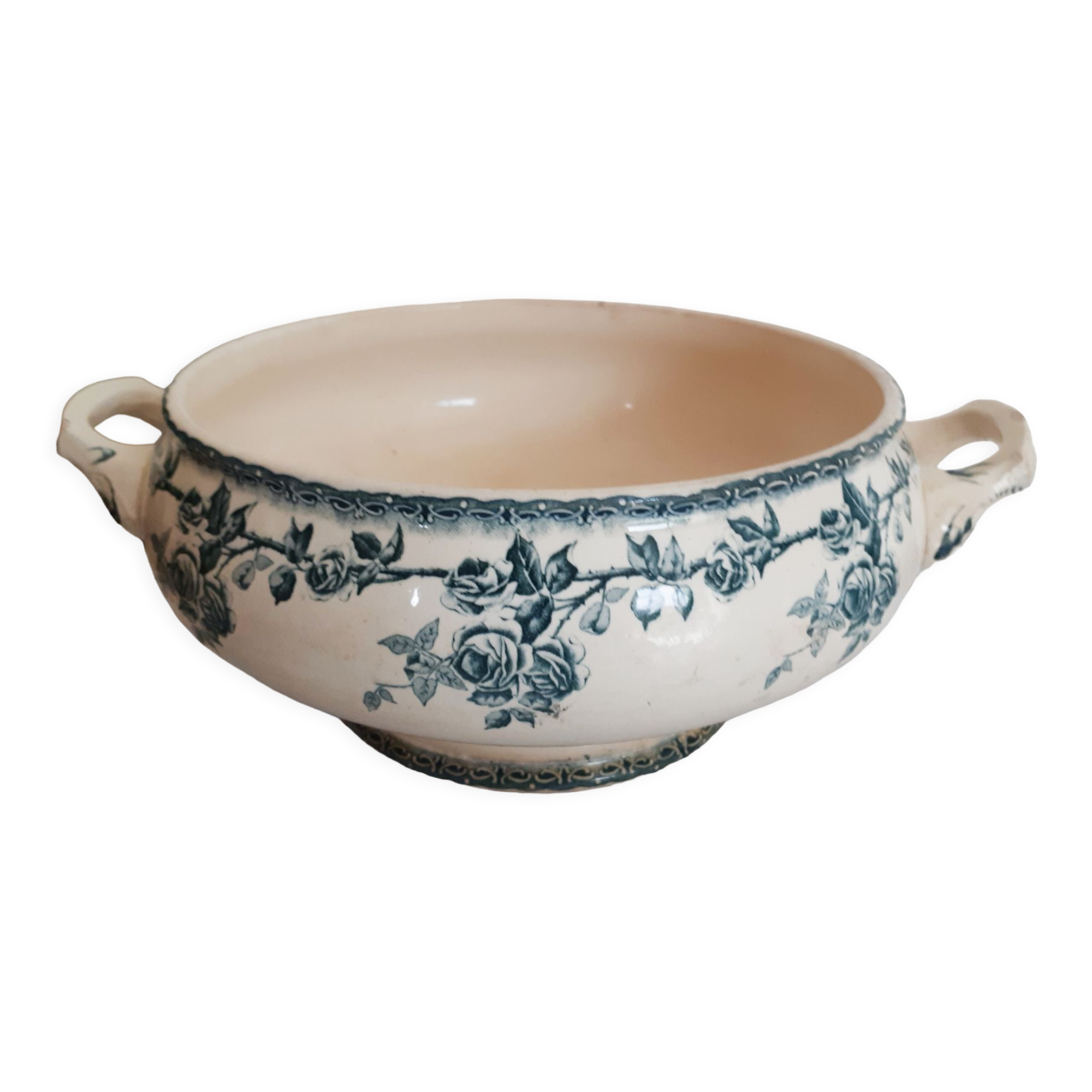Antique earthenware salad bowl H B Paris